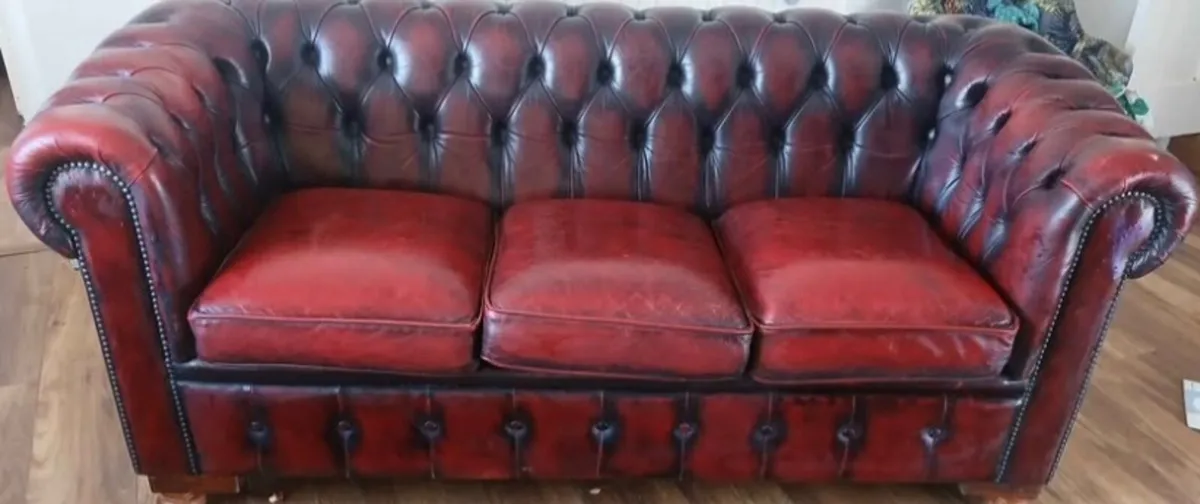 3 seat chesterfield sofa, Queen Anne, one armchair