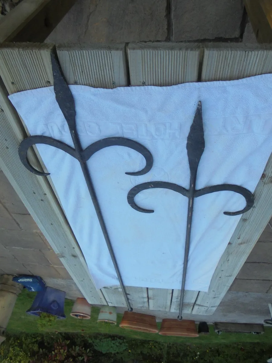 Vintage Wrought Iron Spears x 2 for Sale - Image 2