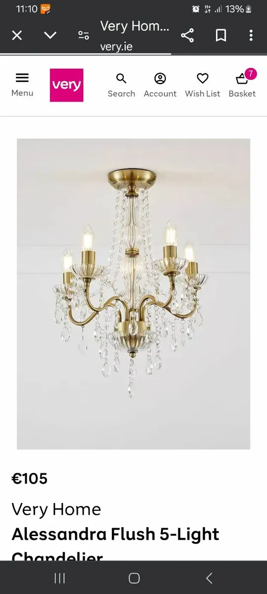 Glass and brushed light bronze chandalier - Image 1