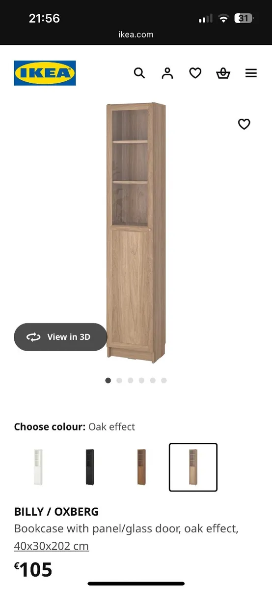Billy Bookcase with door- oak - Image 1