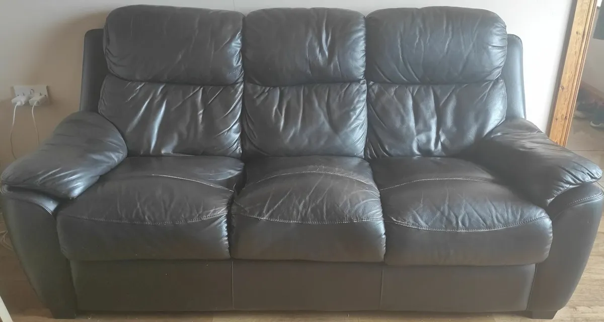 Three Seater Brown Leather Sofa