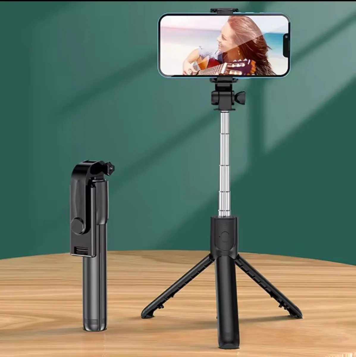 Black Selfie Stick with Free Remote Extendable, Po - Image 1