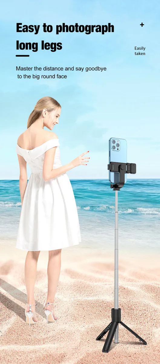 Black Selfie Stick with Free Remote Extendable, Po - Image 2