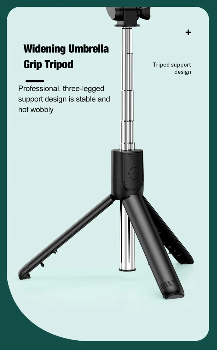Black Selfie Stick with Free Remote Extendable, Po - Image 4