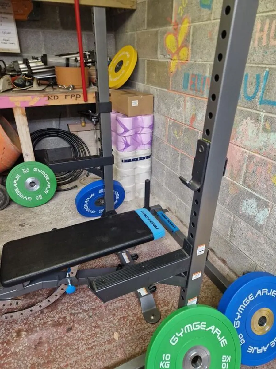 Weight bench, Olympic bar, Squat rack - Image 3
