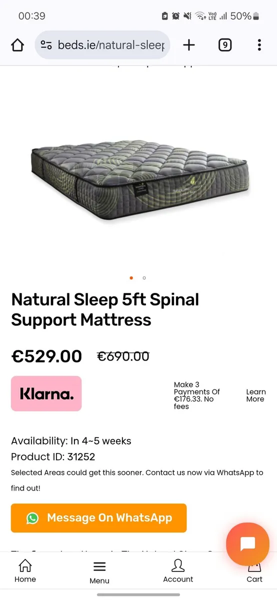 The Natural Sleep Company 5ft Mattress