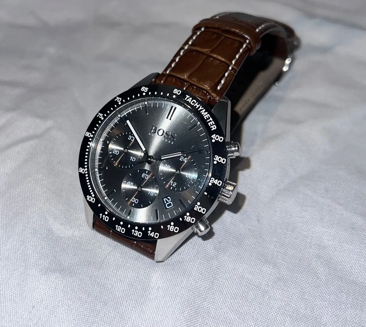 Hugo Boss Mens Talent Brown Leather Strap - Image 1