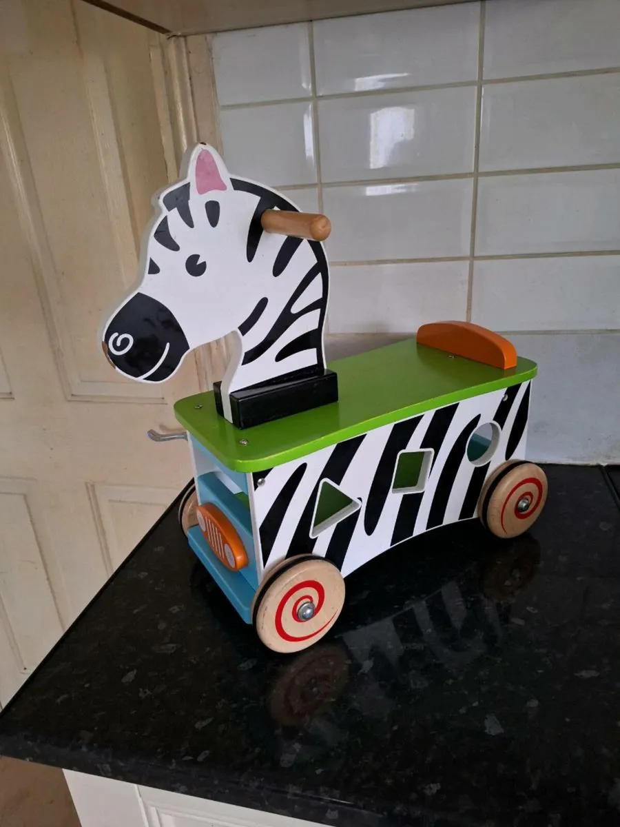 Lovely wooden zebra walker - Image 1