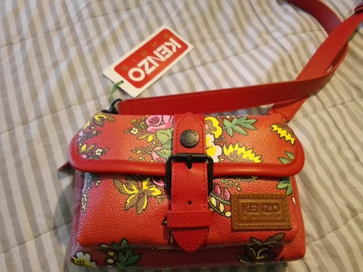 KENZO DESIGNER RED FLORAL CROSSBODY BAG NEW - Image 1