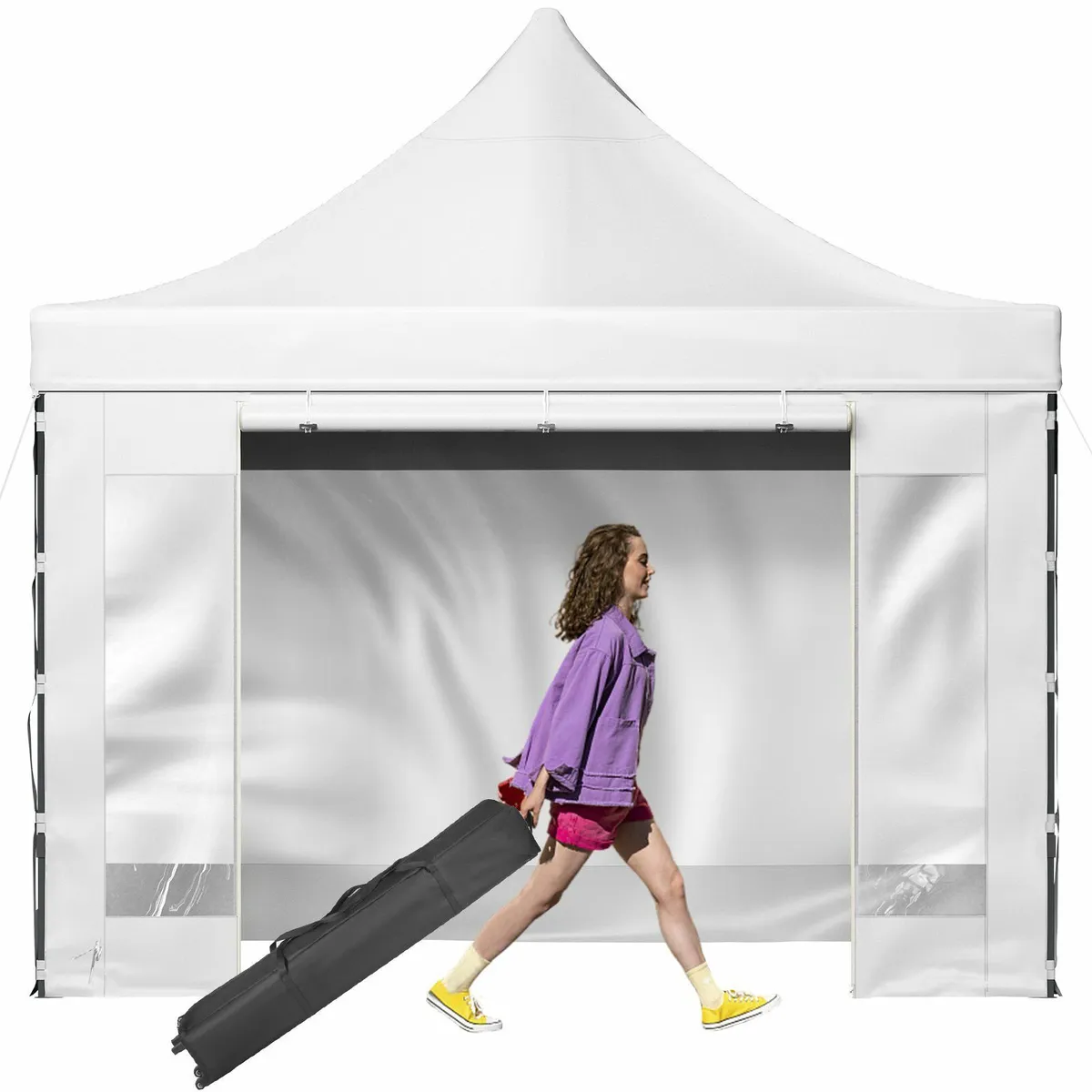 10 x 10 FT Pop Up Canopy Tent Patio Gazebo White - Image 1