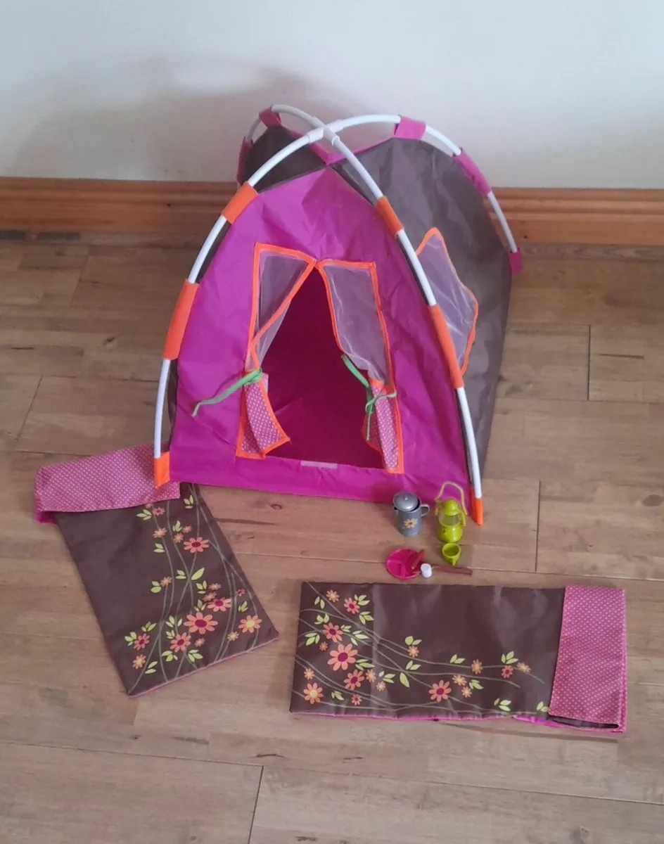 Our Generation Polka Dot Camping Set and twin doll - Image 1