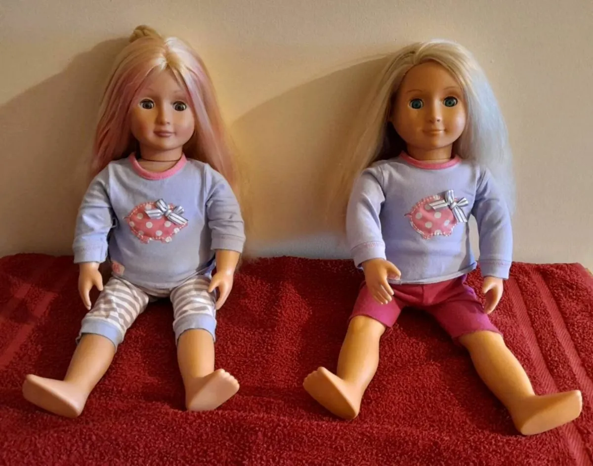 Our Generation Polka Dot Camping Set and twin doll - Image 3