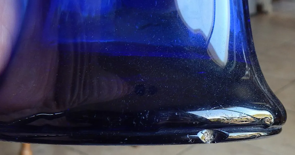 Blue Glass Hand Blown Splash Vase - Image 4