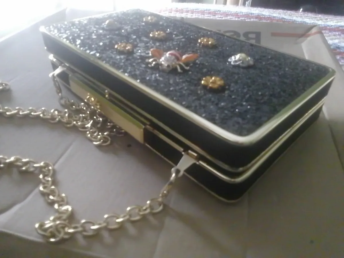 LODI DESIGNER BLACK EMBELLISHED BEE BAG As NEW - Image 2