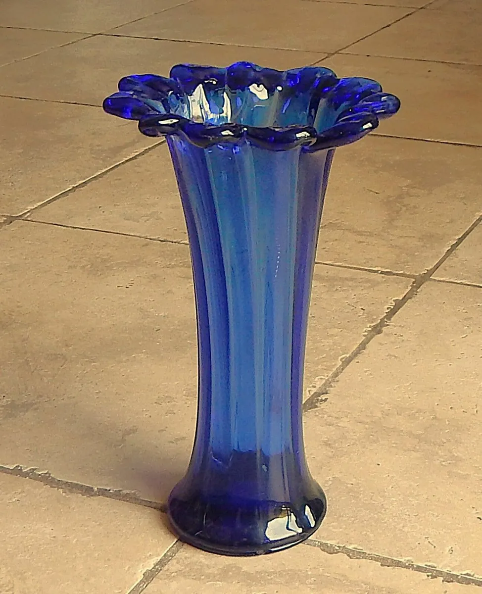 Blue Glass Hand Blown Splash Vase - Image 1