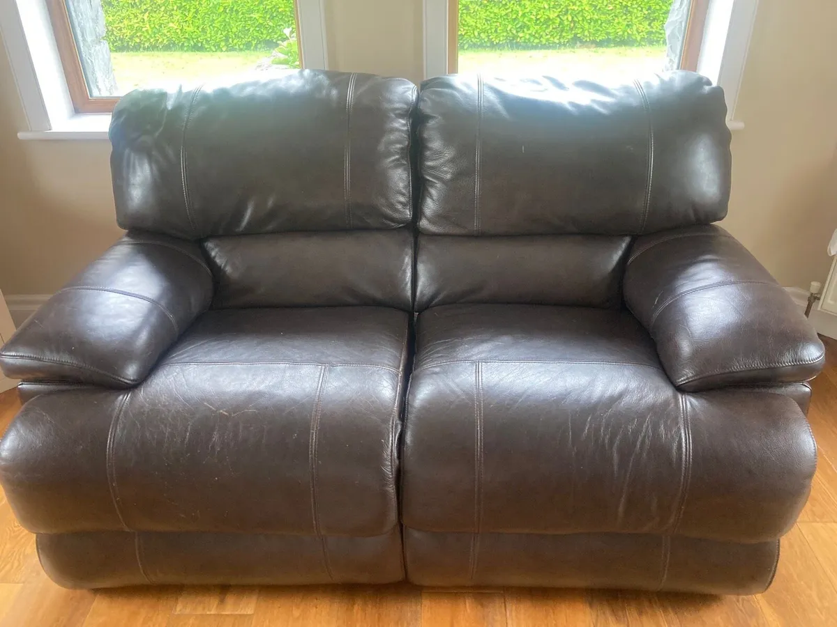 3 piece brown reclining sofa - Image 1