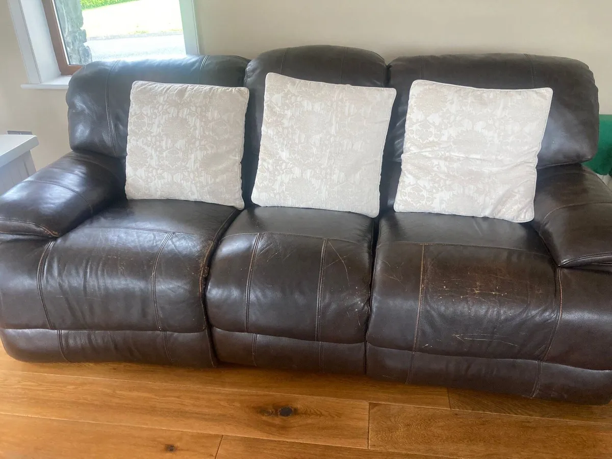 3 piece brown reclining sofa - Image 4