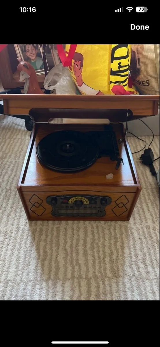 Record player with tape deck radio and cd