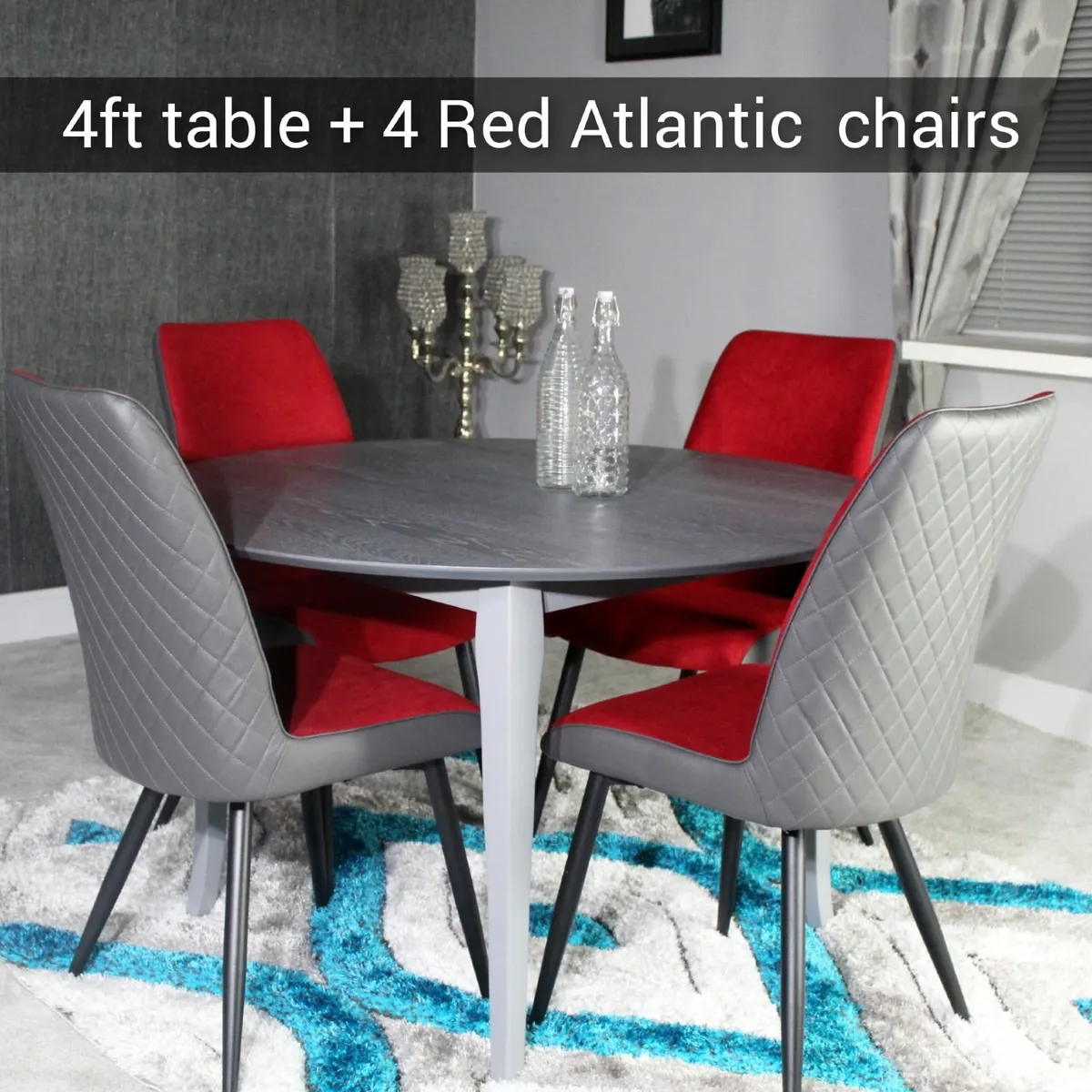 Round 4ft table with 4 chairs NEW - Image 4
