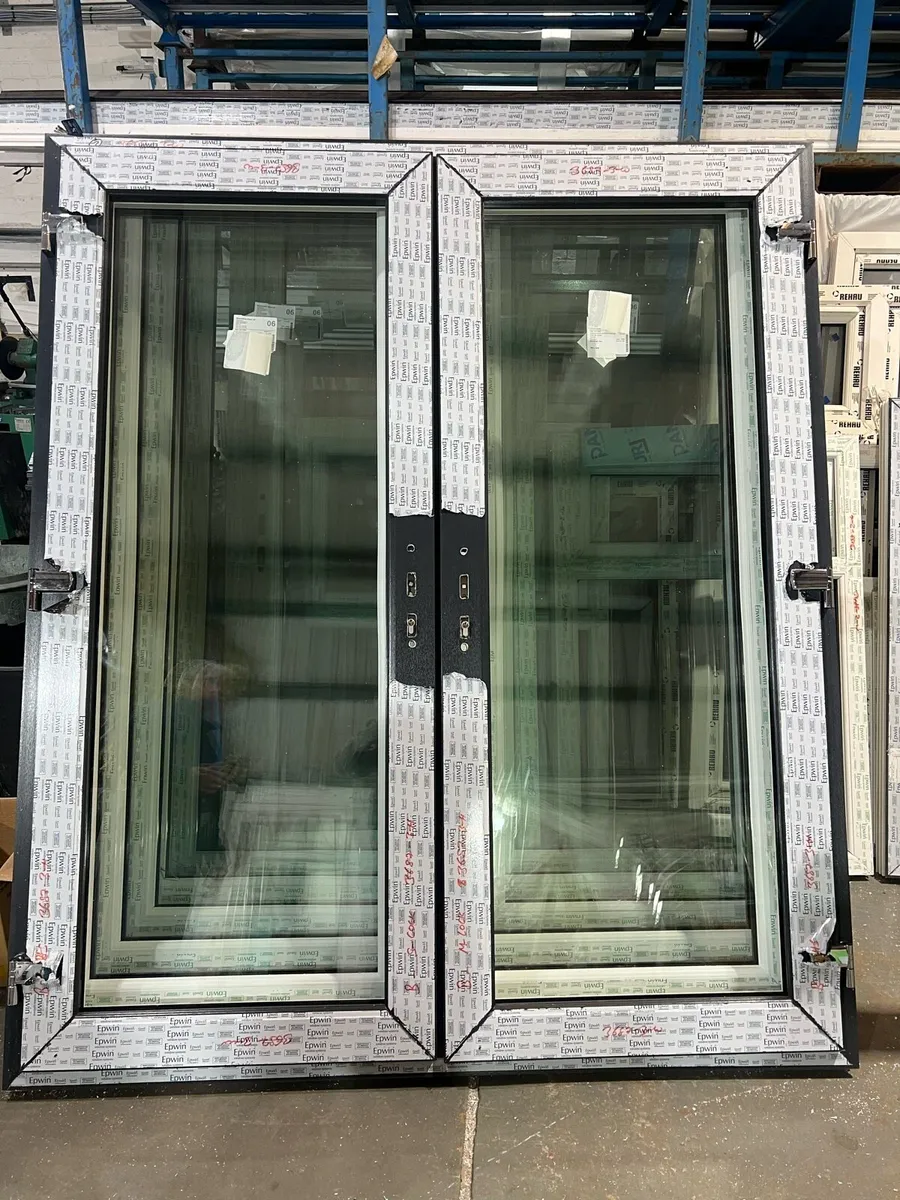 2100 x 900 half panel half glass grey doors - Image 2