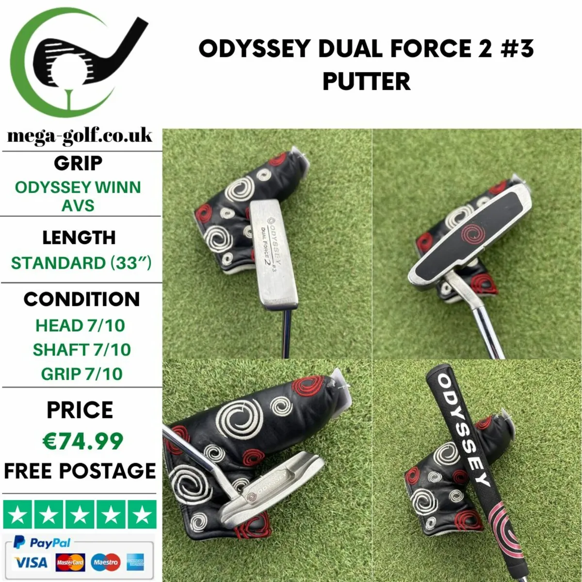 ODYSSEY DUAL FORCE 2 #3 PUTTER / 33″ - Image 1
