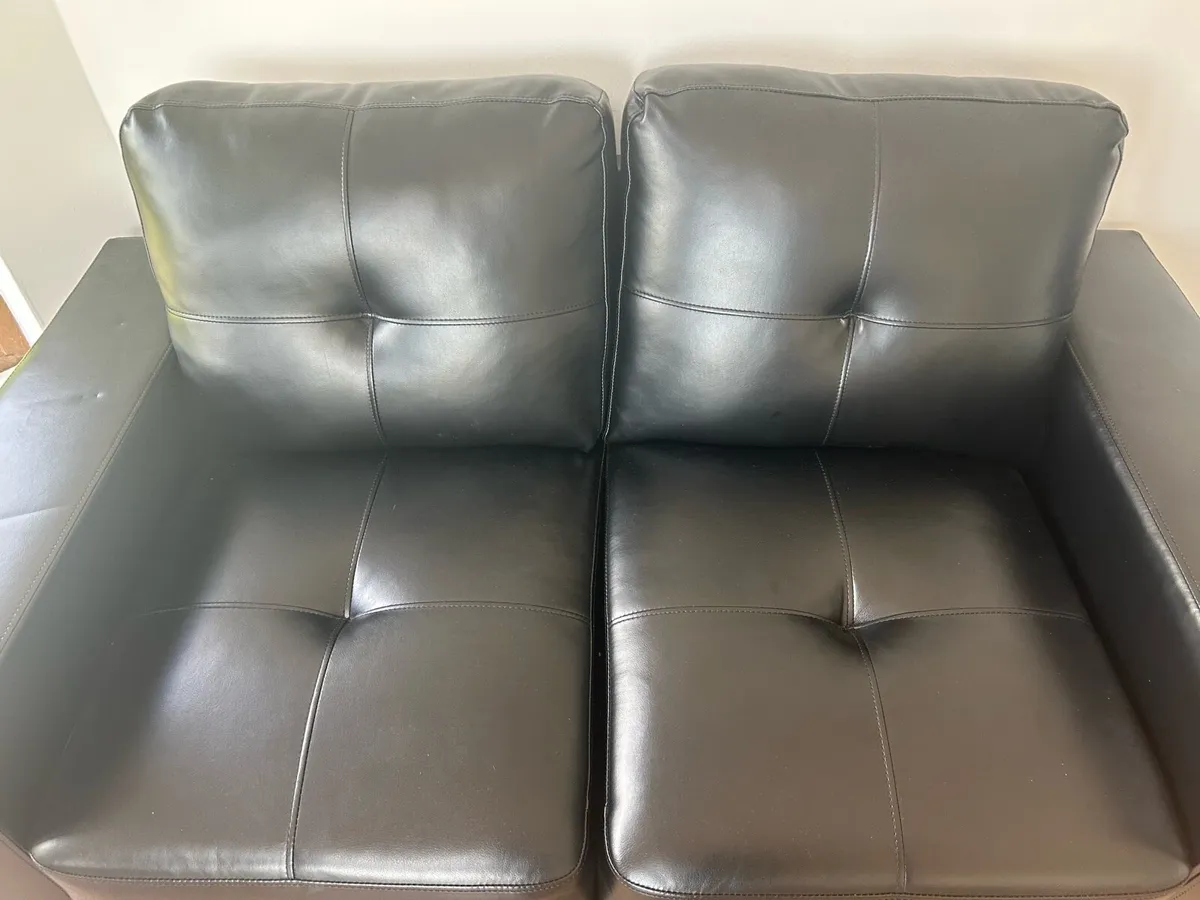 Black Leather 2 Seater Couch - Image 3