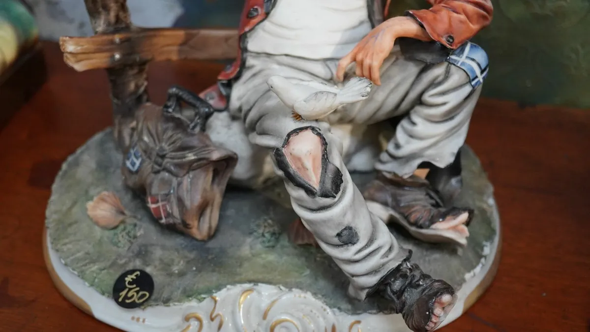 🧓 Porcelain Figurine of Seated Elderly Man with B - Image 3