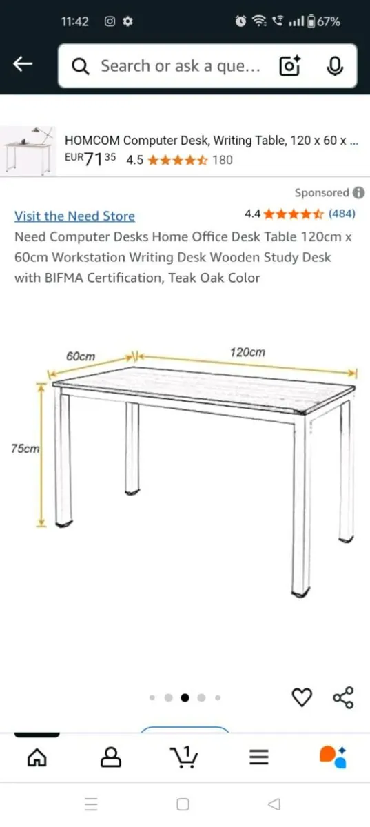 2 computer desk - Teak oak color - Image 3