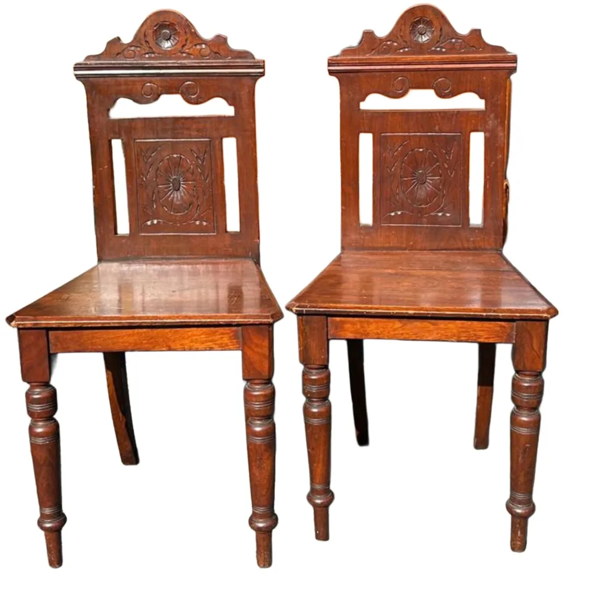 📍 CLEARANCE: PAIR of 19thC. Victorian Hall Chairs - Image 1