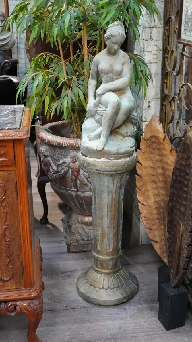 Decorative Classical-Style Female Statue on Pedest - Image 1