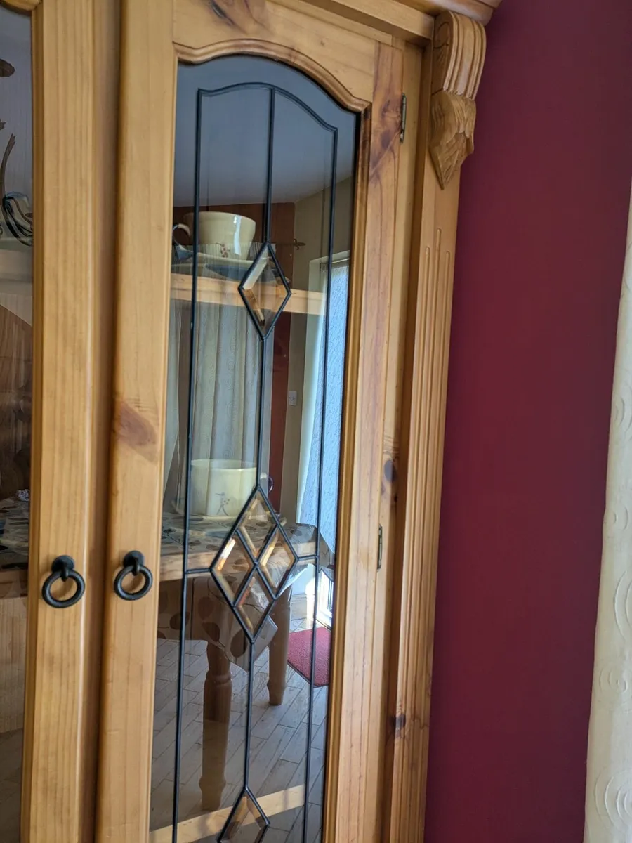 Corner pine wood glass cabinet - Image 2