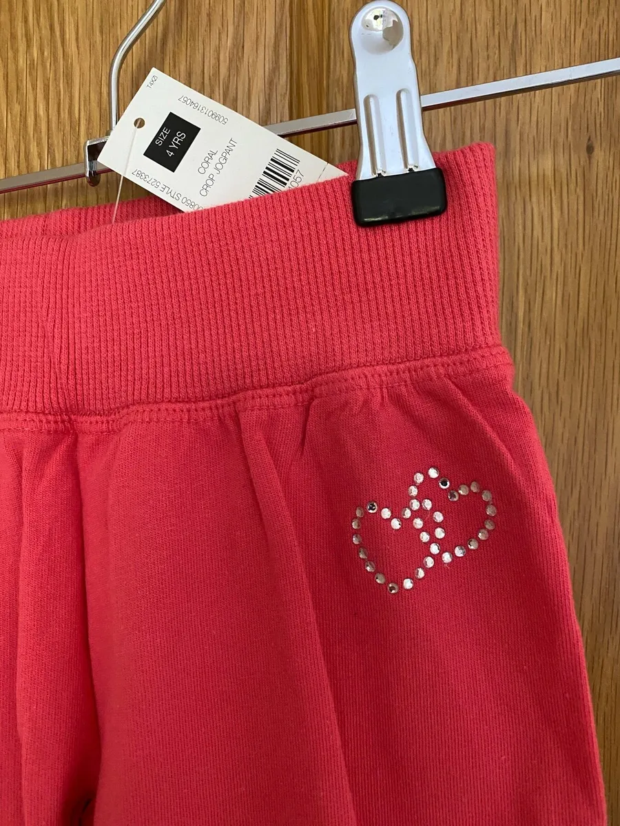 Girl’s Brand New Cotton Coral Crop Jog Pants - Image 2