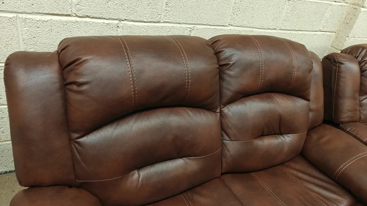3+2 Brown Leather Recliners - Image 4