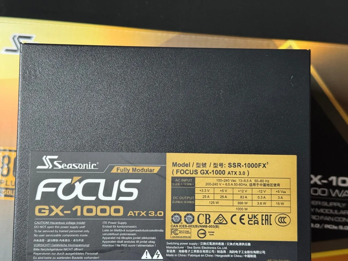 Seasonic Focus GX-1000 ATX 1000W 80 Gold PSU - Image 2