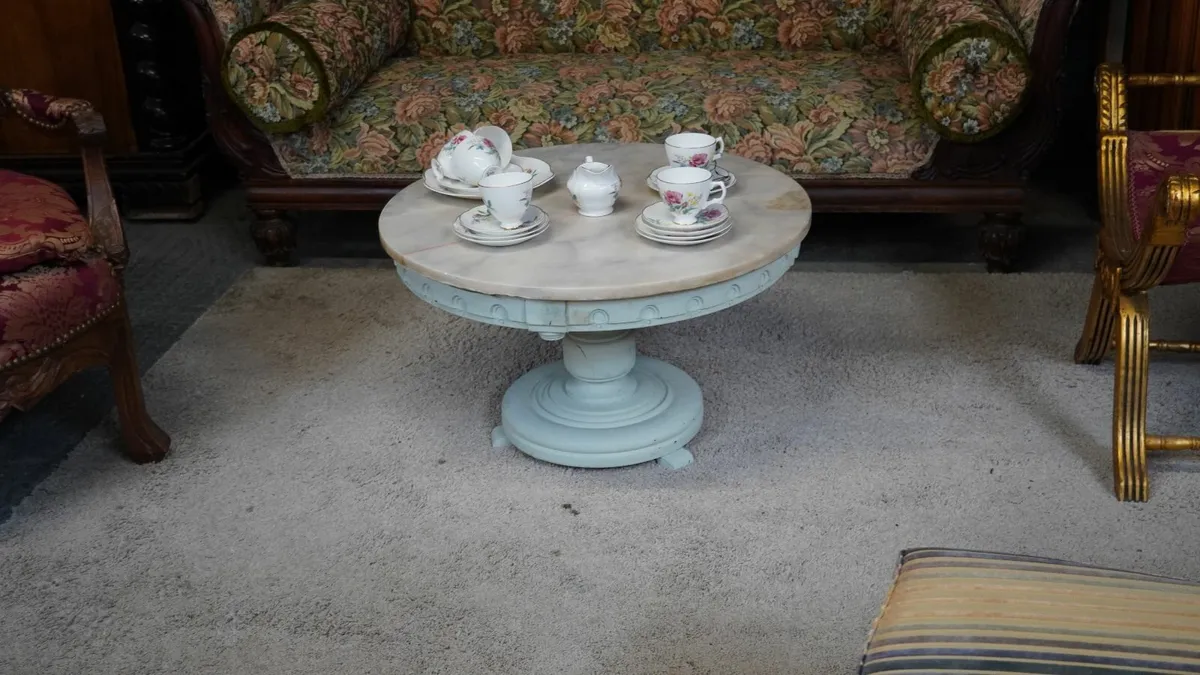 Round Coffee Table with Marble Top - Image 1