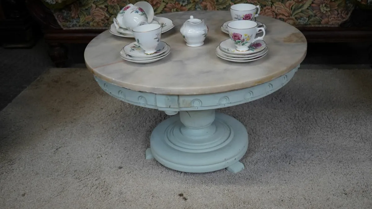 Round Coffee Table with Marble Top - Image 2