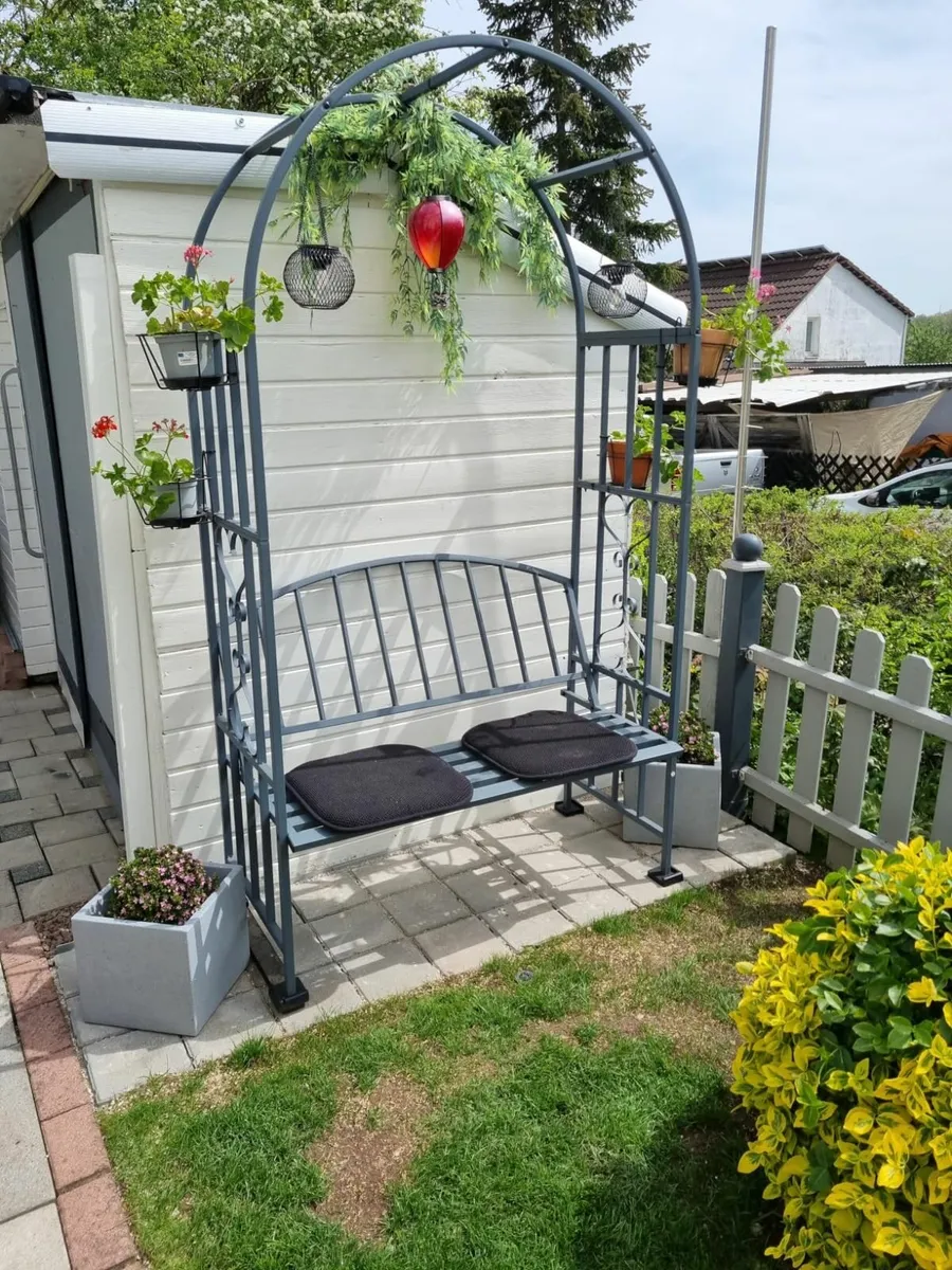 Rose Arch with Bench, Heavy-Duty Metal 2-Seater De - Image 1