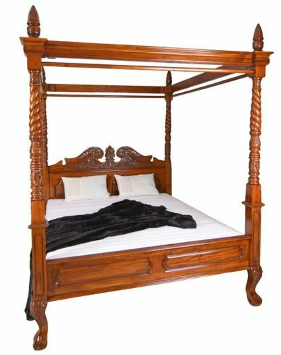 4-Poster Bed  Elegant French Mahogany 4-Poster Bed - Image 3