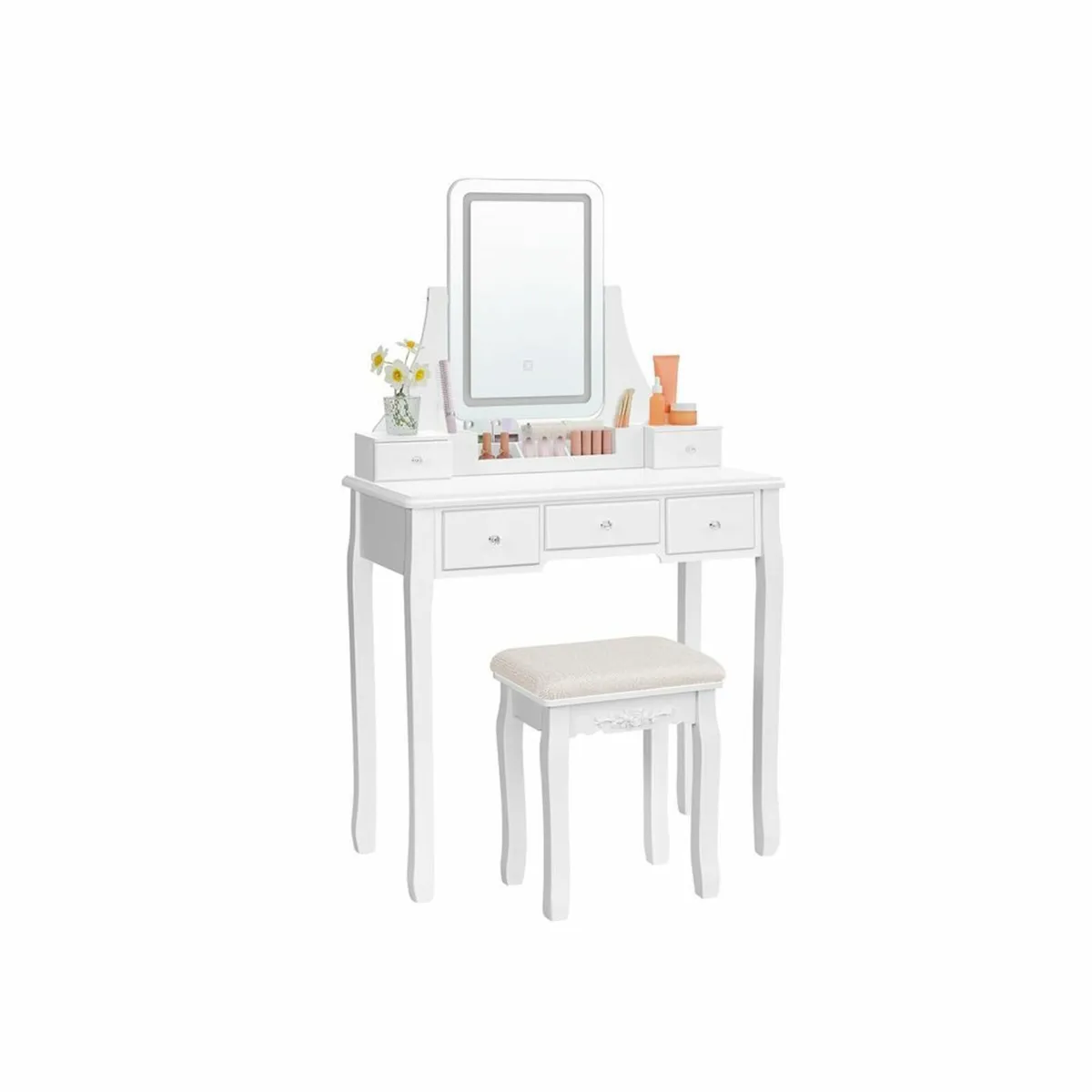 Dressing table LED mirror and stool - Image 2
