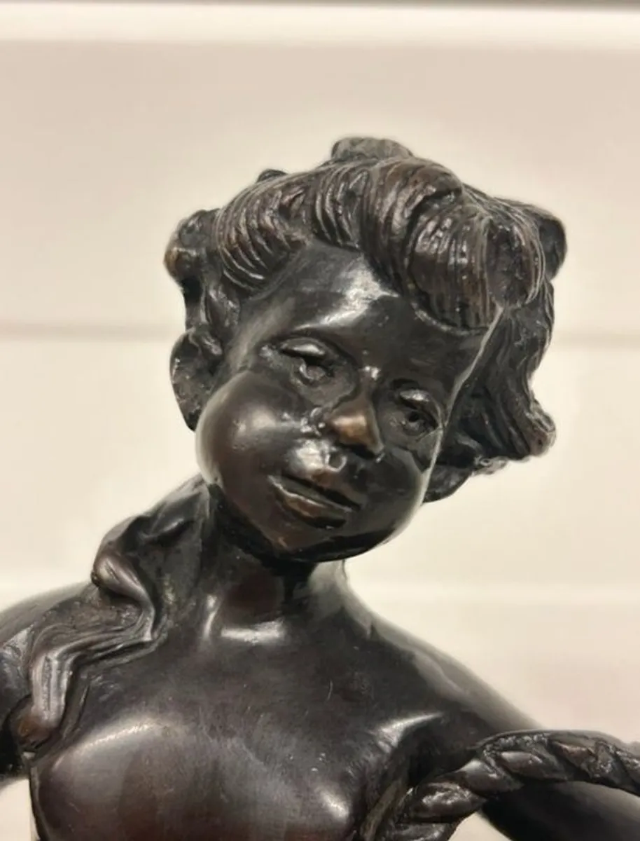 Suzanne Bizard (1873-1963) Girl With Baskets - Bronze, Marble, Signed - Image 2