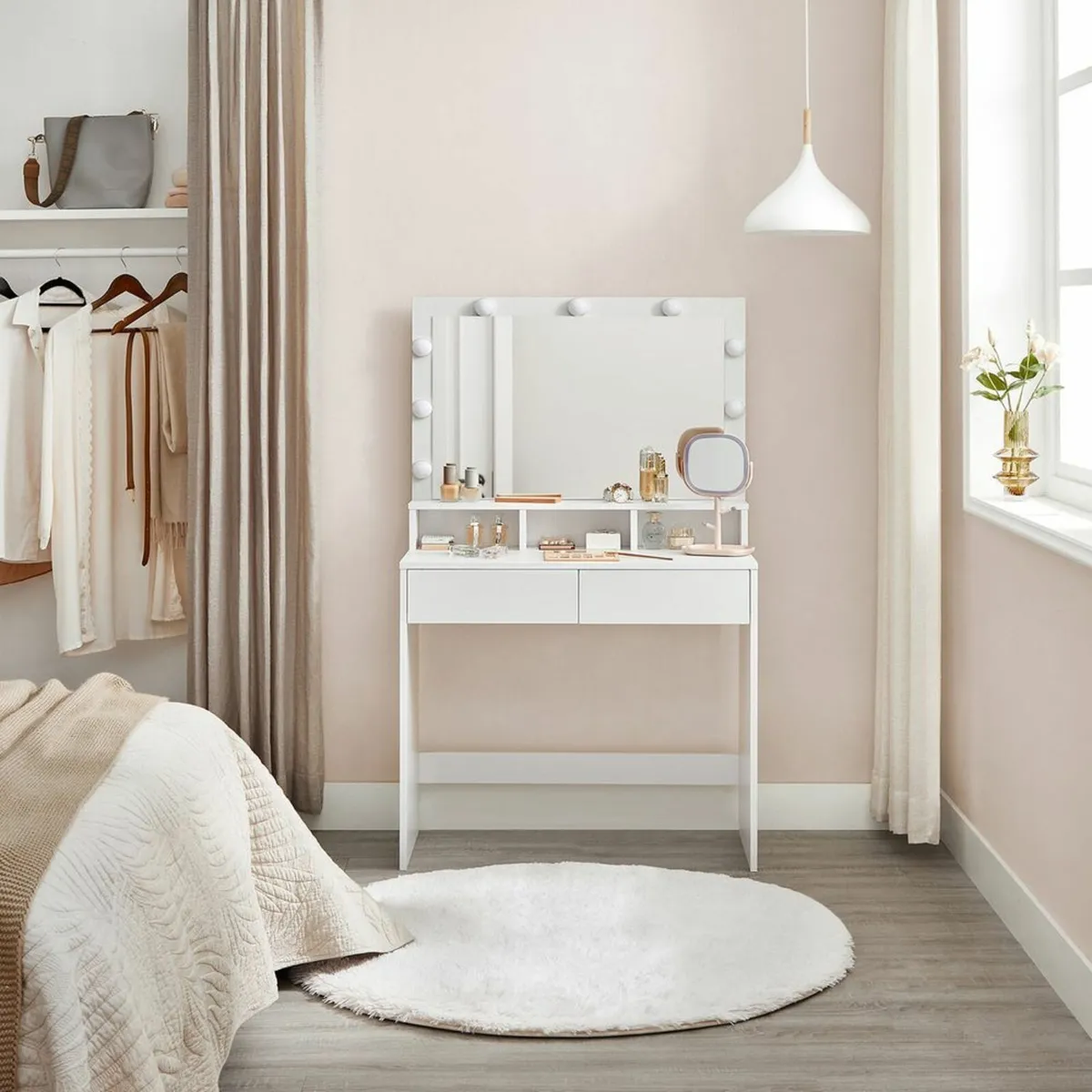 Dressing table with mirror and light bulbs dressin - Image 2