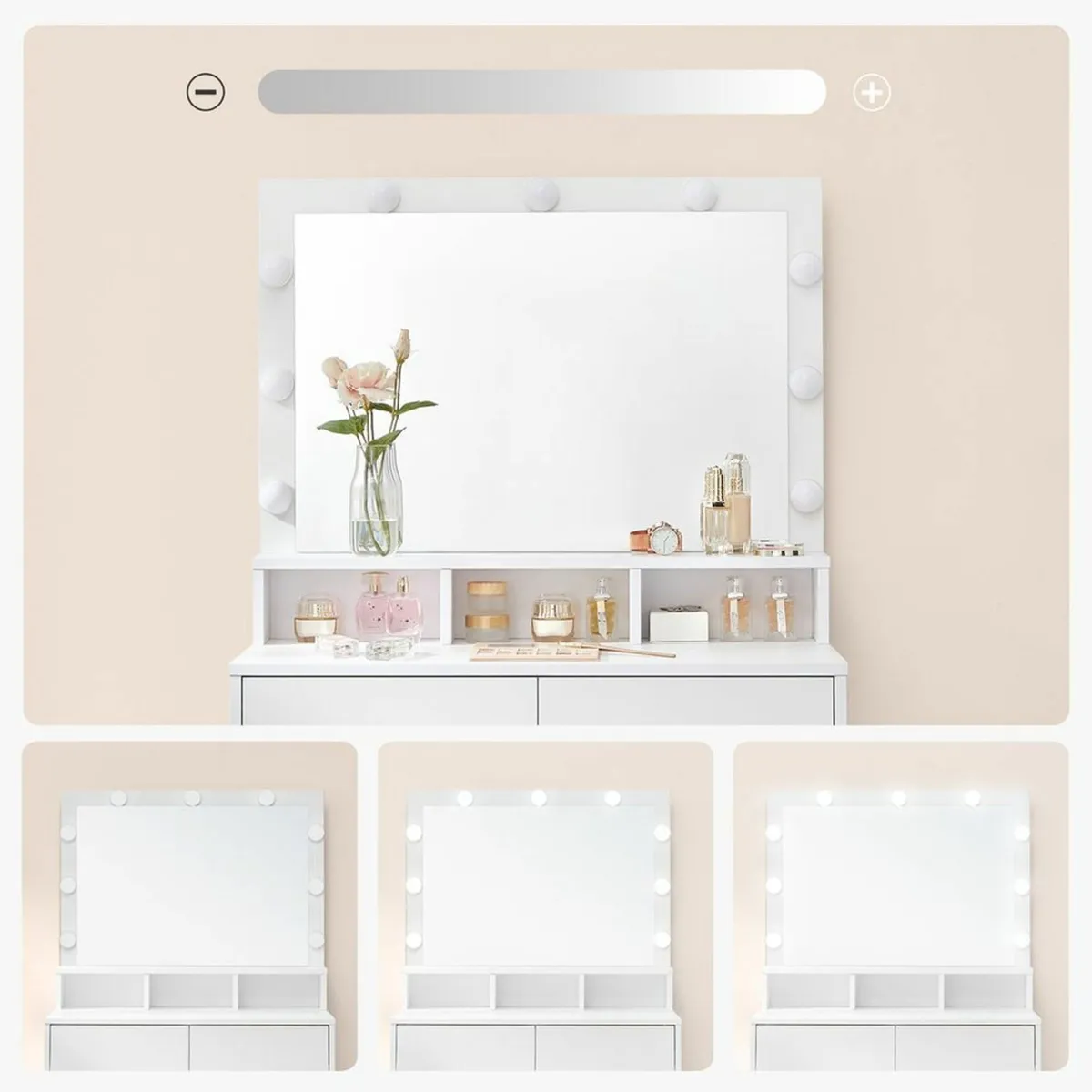 Dressing table with mirror and light bulbs dressin - Image 3
