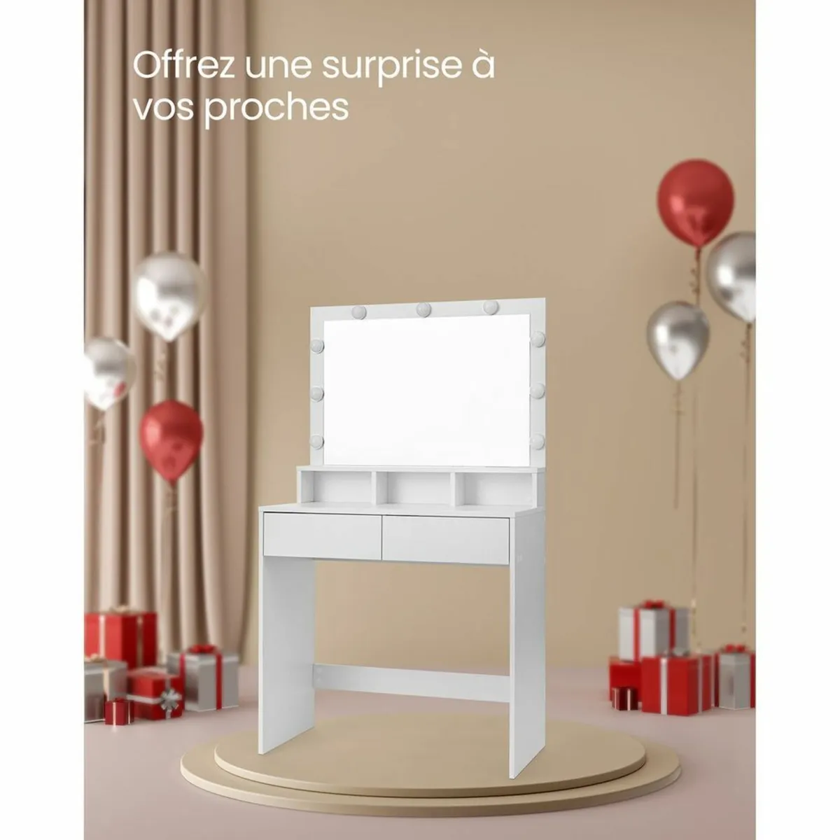 Dressing table with mirror and light bulbs dressin - Image 4
