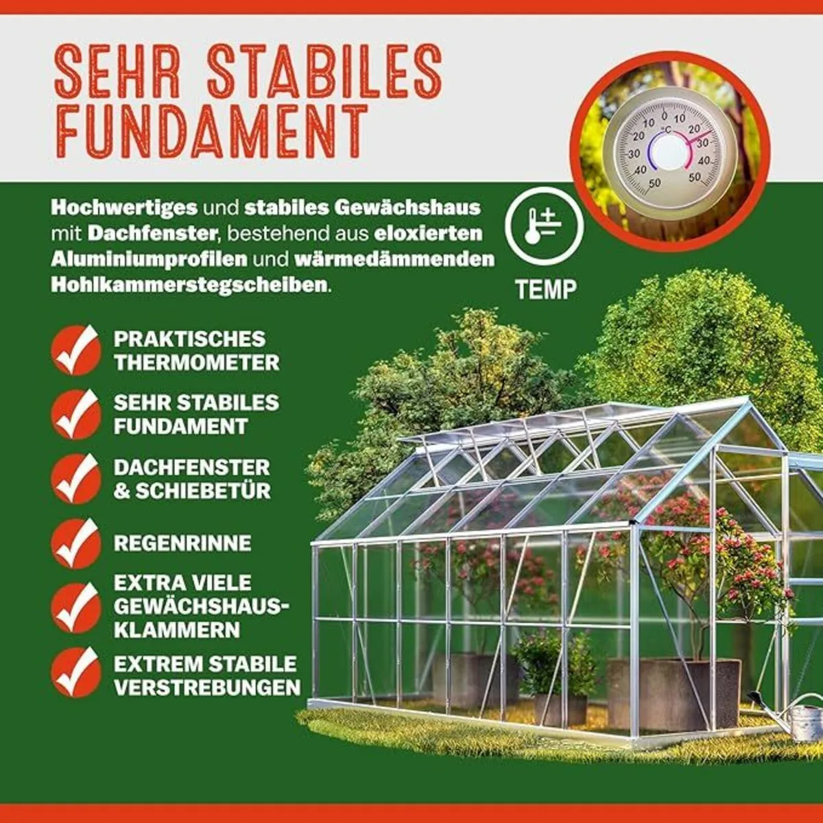 Aluminium Greenhouse XL 7.2 m with or without meta - Image 3