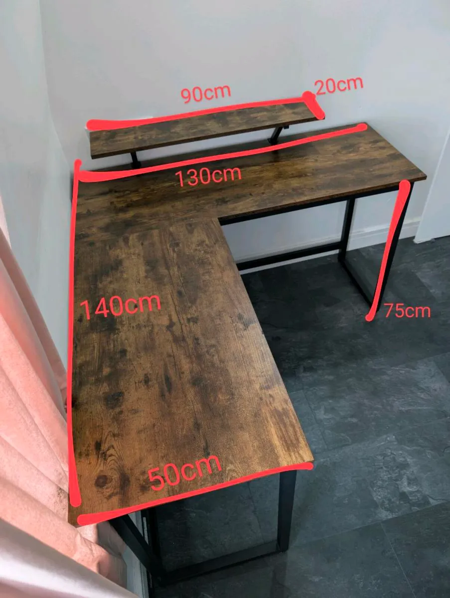 Wooden L Shaped Desk - 140cm x 130cm - Image 4