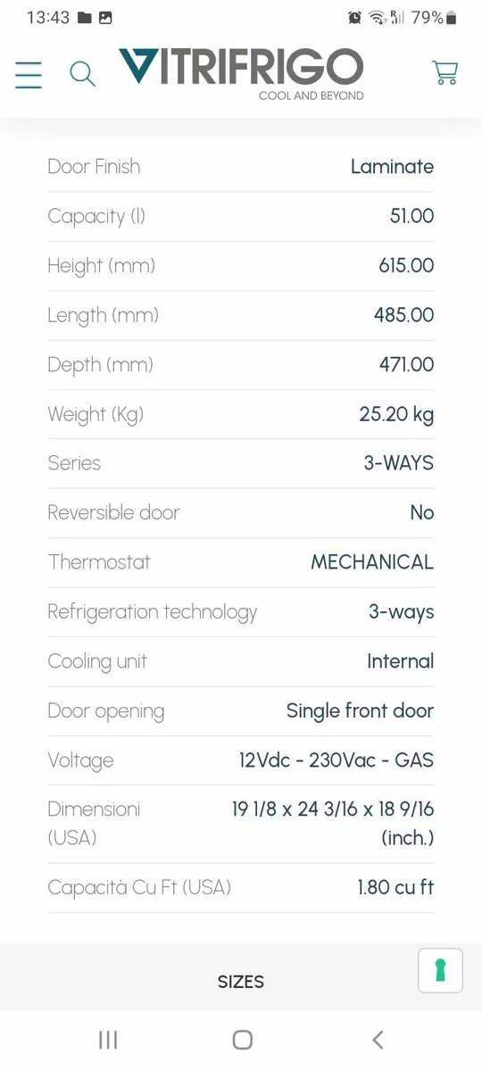 3 way fridge 51L Vitrifrigo - Image 3