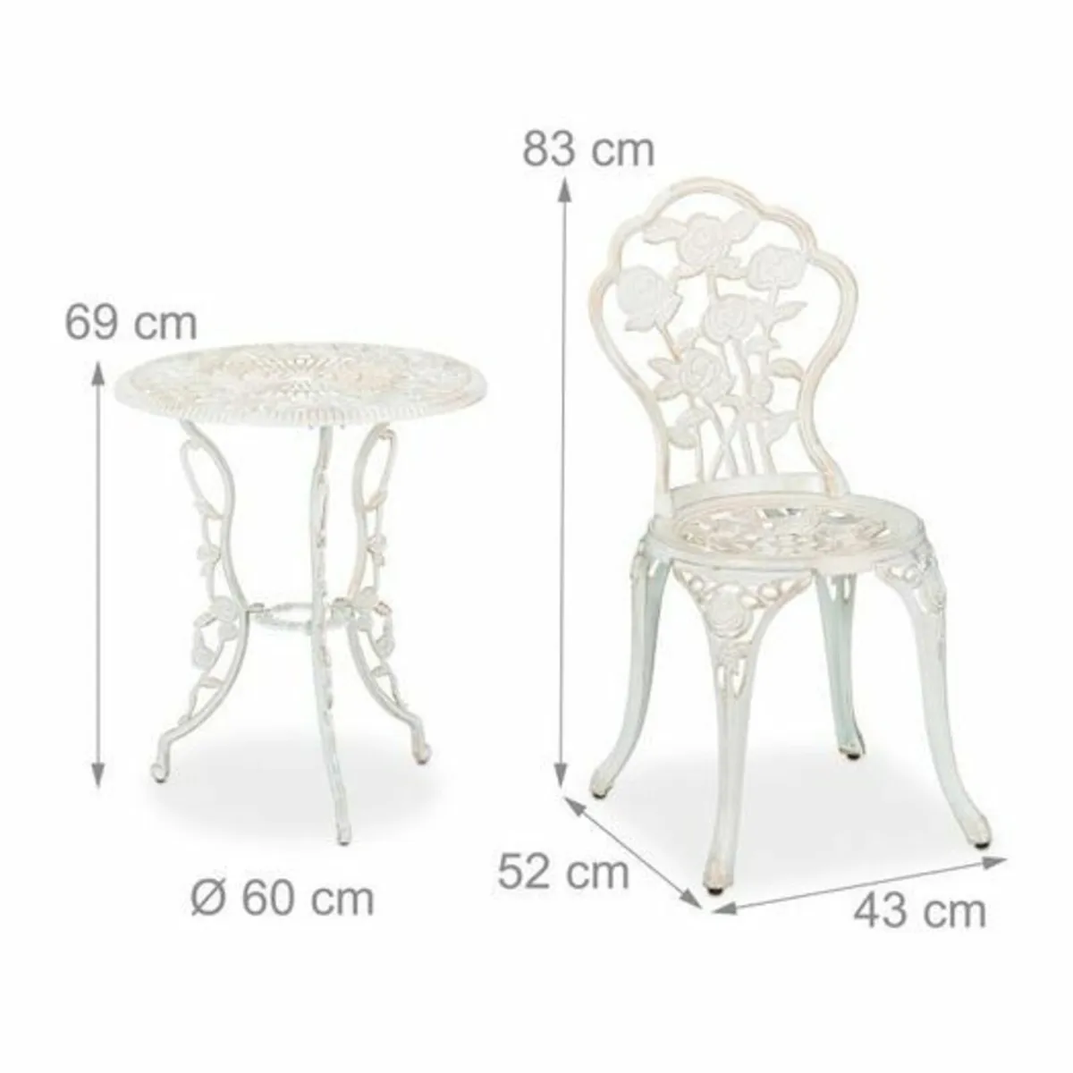French Country Style Bistro Set Antique Black Bron - Image 4