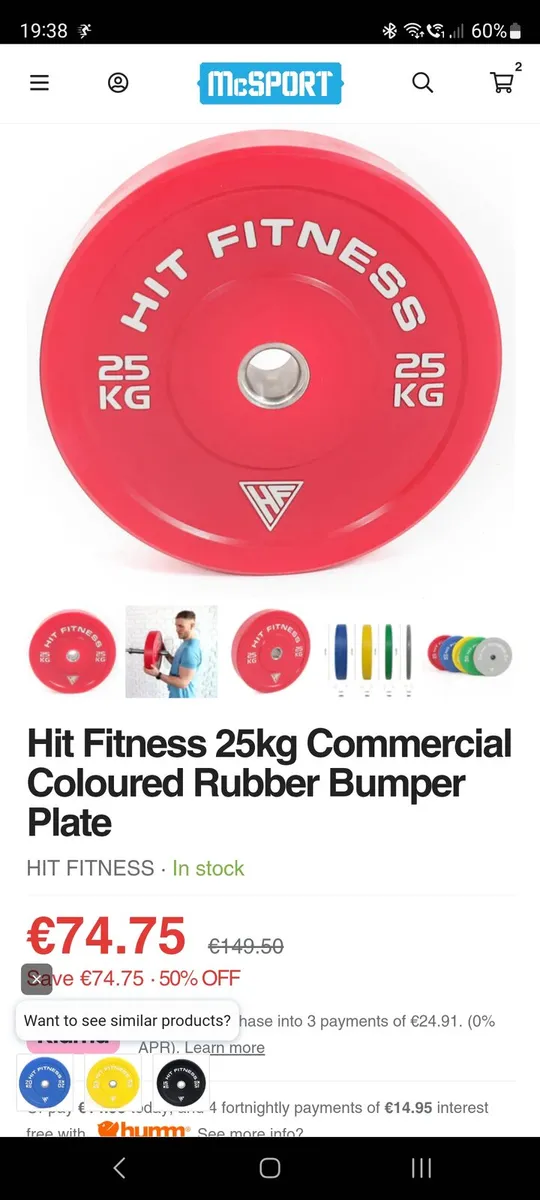 2 x Hit Fitness 25kg Commercial bumpers plates - Image 2