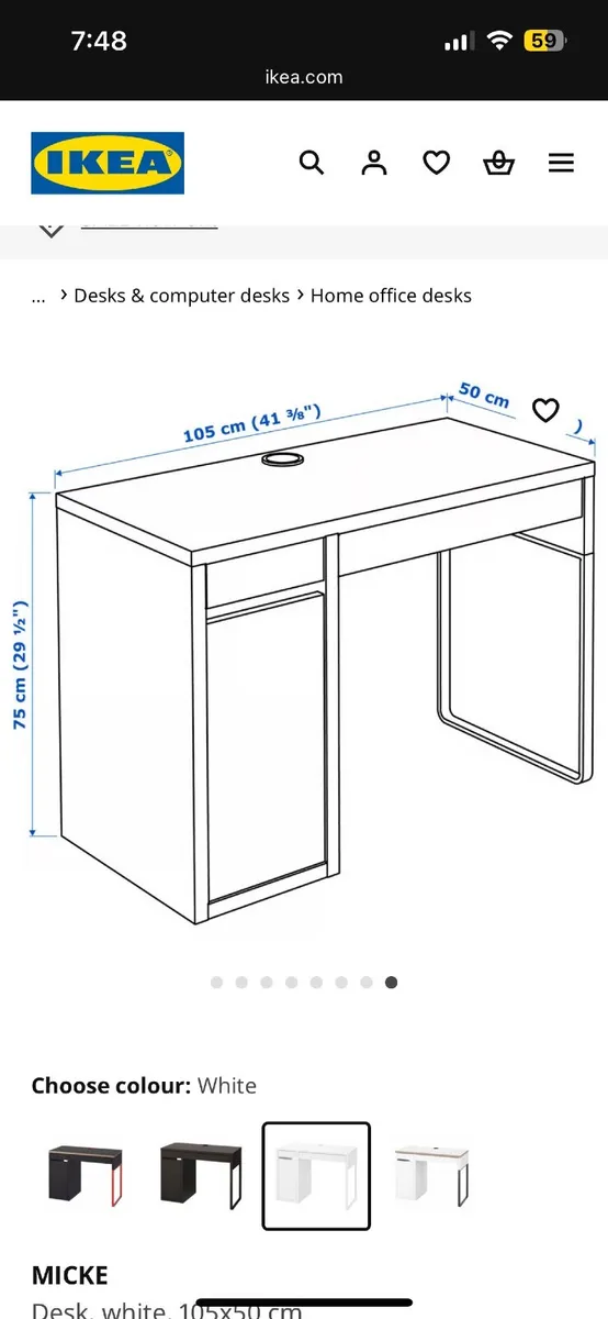 IKEA MICKE desk in white - Image 3