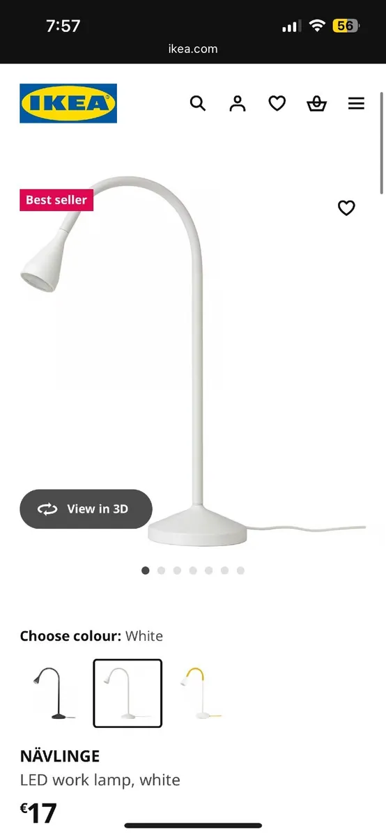 IKEA NÄVLINGE LED work lamp in white - Image 1